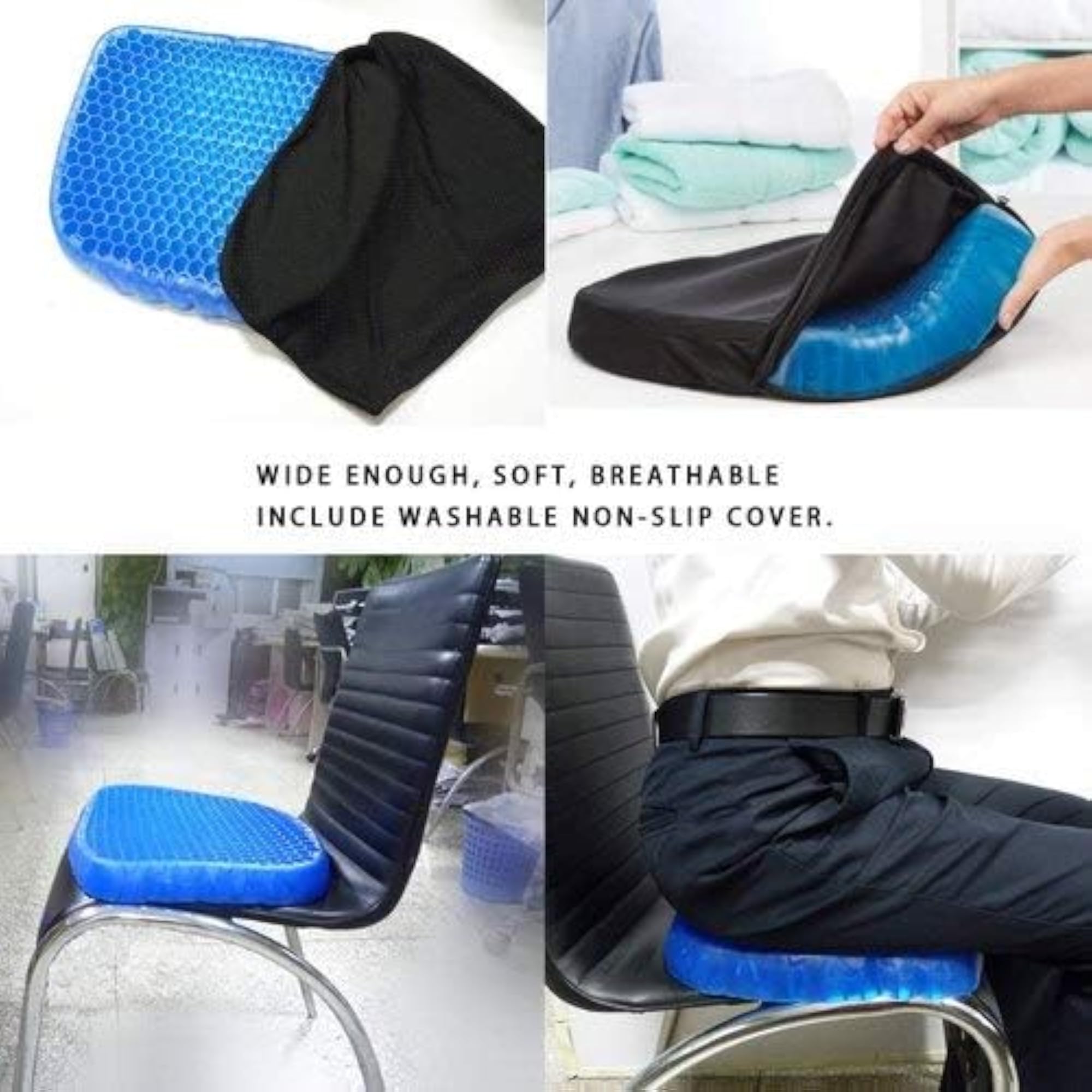 Breathable Honeycomb Gel Seat Cushion with Non-Slip Cover
