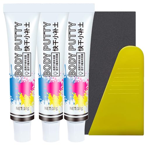 KKwoter 3PCS Car Body Filler Repair Kit: Includes Car Paint Scratch Filler Putty Car Dent Filler Putty and Quick Dry Automotive Paint Chip Repair Filler Kits for deep scratches peeling paint