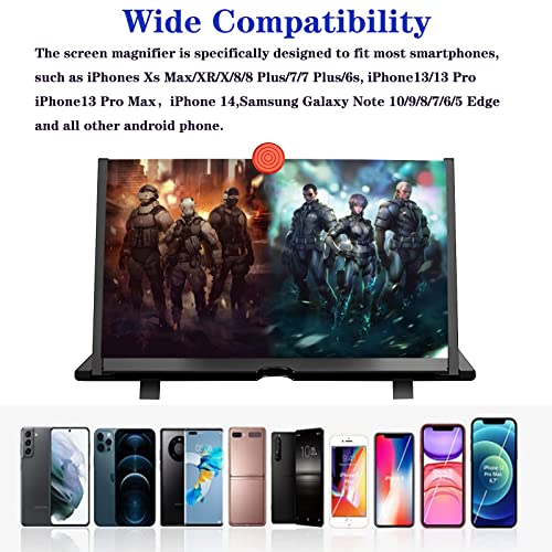 Image of 18'' Screen Magnifier for Cell Phone, Fanlory 3D HD Magnifying Screen Enlarger Expanders for Movies, Videos, and Gaming, Foldable Phone Stand with Screen Amplifier, Gifts for Mom Dad