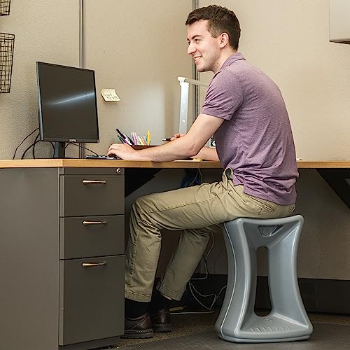Image of Simplay3 Active America Fit Balance Chair, 20 inch Stool for Adults and Teens- Ergonomic Office Desk Chair with Rock, Wobble, Tilt Motion for Learning, Work and Study, Steel Grey