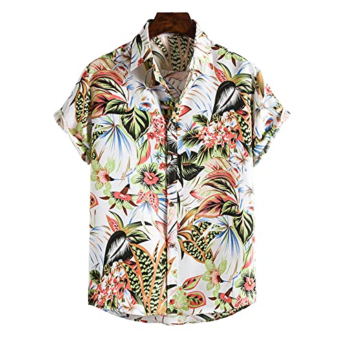 Men's Women's Flower Casual Button Down Short Sleeve Hawaiian Shirt Quick Dry Outfits Cover