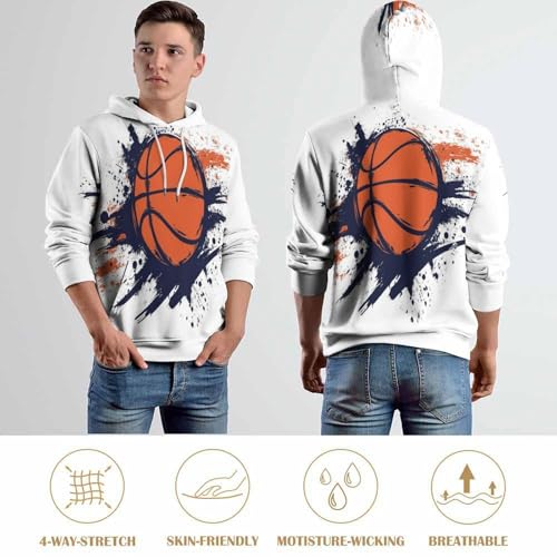Sweat à capuche basketball au design graffiti 3D de qualité - 5