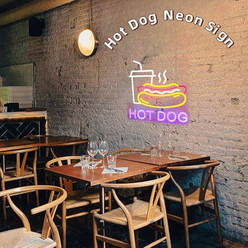 Image of Hot Dog Neon Sign for Shop Decor, Decorations for Business, Hot Dog Shop Signs, Bright and Colorful, Dimmable Design