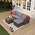 GarveeLife 5-Piece Outdoor Patio Rattan Wicker Sofa Set, PE Rattan Conversation Sectional with Thickened Back Cushion, Glass Tabletop, Ottoman - Ideal for Courtyard Space, Light-Grey