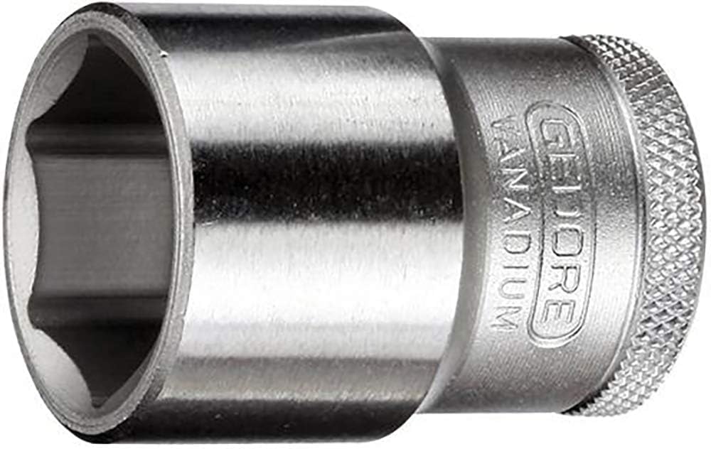 GEDORE Socket, 1/2" 12.5 mm drive, Hexagonal, 28 mm width, Tool, 19 28, Chrome-plated steel