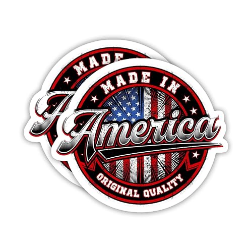 eDesign Made in America Vinyl Sticker Decal - 4 Inches - Original Quality Patriotic USA Flag Decal for Car Truck SUV Van Toolbox Laptop Cup Tumbler and Any Smooth Surface - 2-Pack