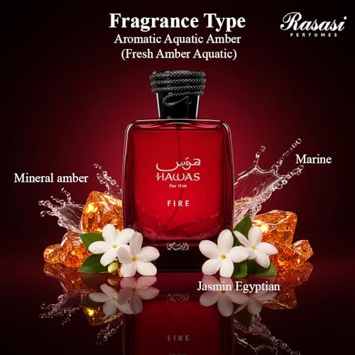 Image of RASASI Hawas Fire Eau De Parfum Spray 100ML(3.4 Oz) - Bold Long Lasting Arabian Perfume For Men With A Fiery Essence - Indulge In A Luxurious Perfume Men That Captures Masculine Elegance And Strength