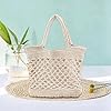 NiCoLa Women Tote Bag White Handbag, Beach Tote Bag with Hollow Out Design for Beach Hiking Holiday Travel Outdoor Picnic Daily Use #2
