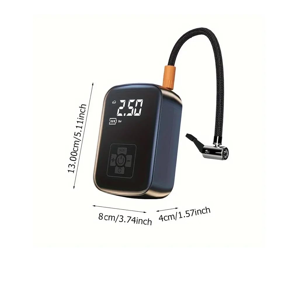 COMPRESSORE D'ARIA PORTATILE PER AUTO MOTO SCOOTER BICI PALLONE GONFIABILI COMPATIBILE CON SUZUKI V STROM 650 DL GONFIATORE AUTOMATICO 60W DI POTENZA 2000 Mah 8x14x4,5cm