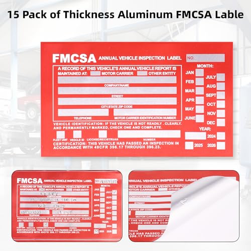 15-Pack Annual Vehicle Inspection Report Form, 3-Ply Carbonless Form and Hardboard, Includes 15-Pk Red FMCSA DOT Permanent Aluminum Adhesive Stickers, DOT Compliant by REKZOWN - Used condition - Image 5