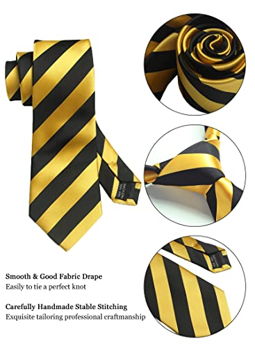 Image of Striped Plaid Polka Dot Mens Tie Formal Necktie Pocket Squares Ties Clips Cufflinks Classic for Men Set