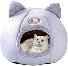 Cat Bed, Winter, Cat House, Pet Sleeping Bag, Dome-shaped, Dog, Mat, Cushion, Cold Protection, Warm, Cute, Pets, Small Dogs, Cat House, Resting Area, Sleeping Room (Gray)