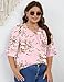 Micoson Women's Plus-Size Fashion Tops V Neck 3/4 Sleeve T Shirts Casual Loose Work Tunic Blouse,Pink Print 2XL