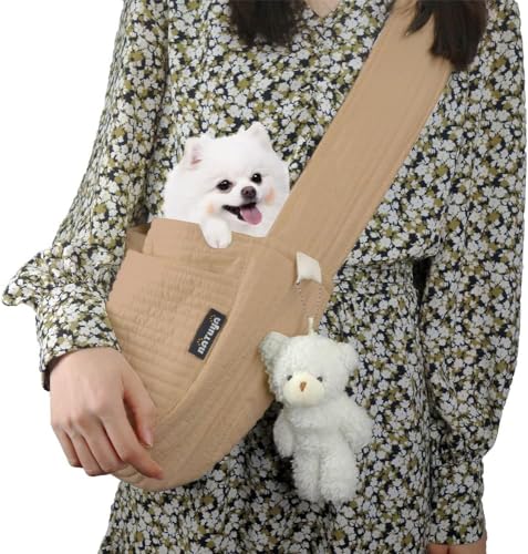 NATUYA Small Dog Carrier Sling Dog Sling Carrier for Small Dogs Puppies Cats, Big Pouch Safety Leash...