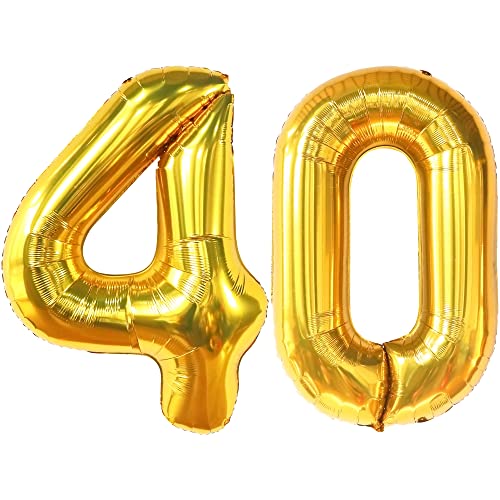 KatchOn, Gold 40 Balloon Numbers - Big, 40 Inch | Gold 40th Birthday Decorations for Men | Number Balloons for Happy Anniversary Decorations | Number Balloons for Happy Anniversary decorations