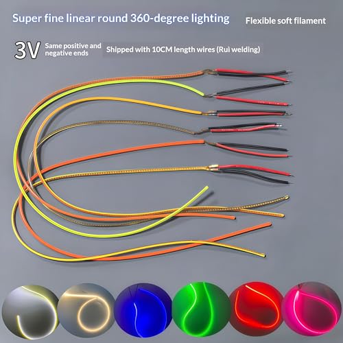 Tira de LED ultrafina 1.6mm 360° 3V 6 unidades blanco cálido miniatura 4