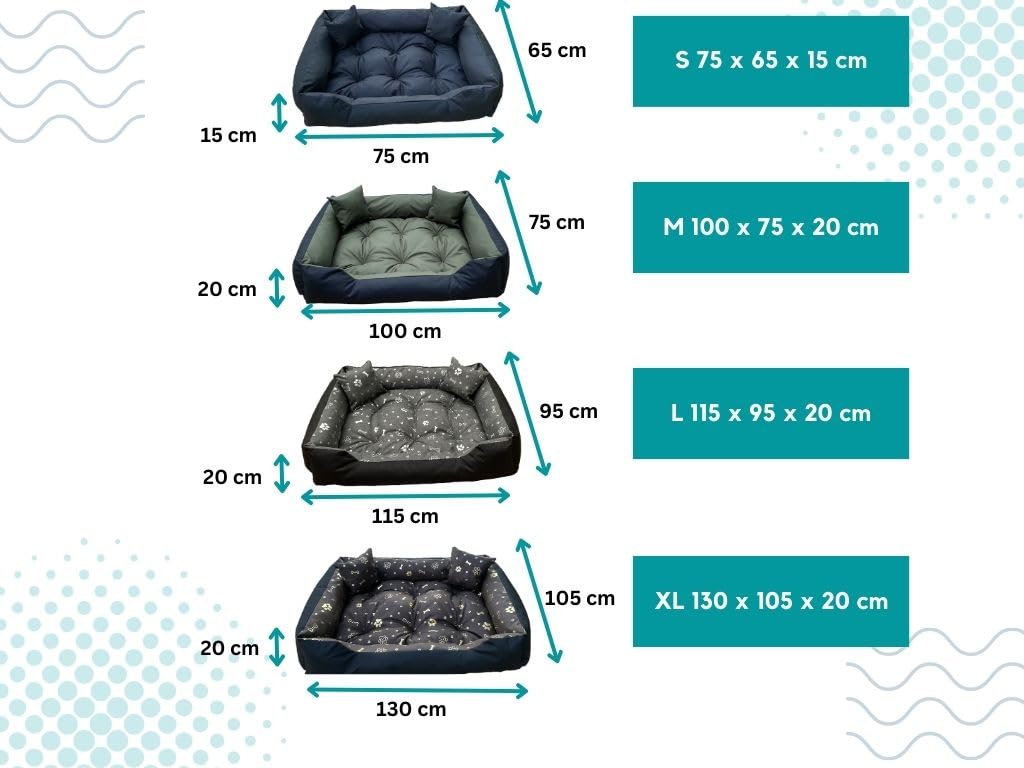 Dogs4Life Hundebett XXL 130 x 105 cm | Hundebett für sehr große Hunde | Orthopädisch | Hundekissen | Waschbar | Outdoor | Mit Rand | Wasserabweisend (XL, Schwarze Pfoten)
