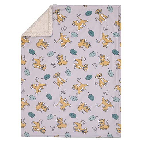 Image of Disney Lion King Ivory, Teal, Sage and Gold Simba Future King Super Soft Sherpa Baby Blanket