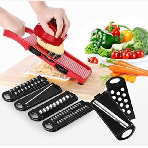 Mandoline Ralador Cortador de Legumes e Frutas, Manual, 6 Lâminas Diferentes, com Recipiente de 1 Li