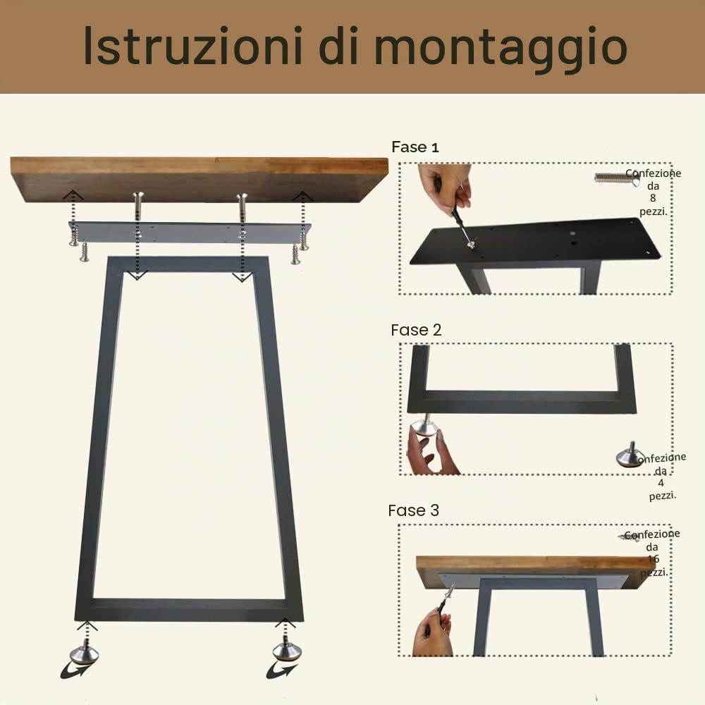 QLLY Set di gambe da tavolo trapezoidali in metallo 71,1 cm per l'home office (71,1 cm, nero)
