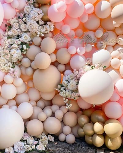 image for JZCZOEB Beige Blush Pink Double Stuffed Balloons Different Size 115Pcs