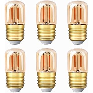 Genixgreen Led-lamp E27 1W T28 Edison LED-gloeilamp 2200K Super Warm-witte gloeilamp Niet-dimbare LED-lamp voor kroonluchter Koelkast Afzuigkap Pak van 6