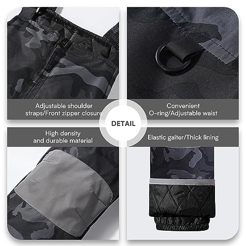 Wulful 0118 Kids Ski Bib Pants Waterproof Boys Girls Winter Snow Pants Grey Camo thumb #4