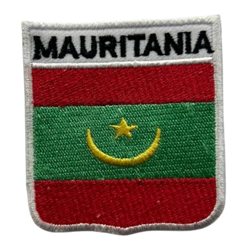 Écusson brodé drapeau Mauritanie avec nom Patch thermocollant ou à coudre Symbole national militaire pour vêtements, sacs à dos, casquettes