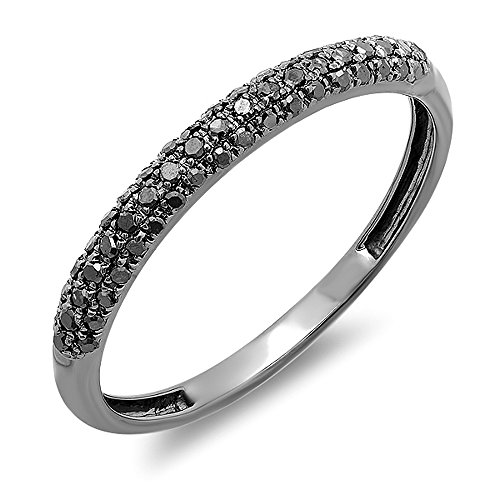 Dazzlingrock Collection 0.25 Cttw 14K BlacK Plated Round BlacK Diamond Womens Wedding StacKable Band 1/, Solid White Gold