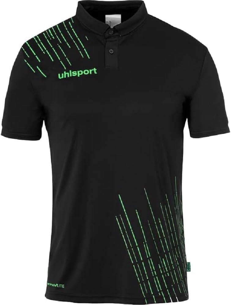 uhlsport Men's Sports Polo Shirt, Black/Fluo Green, L
