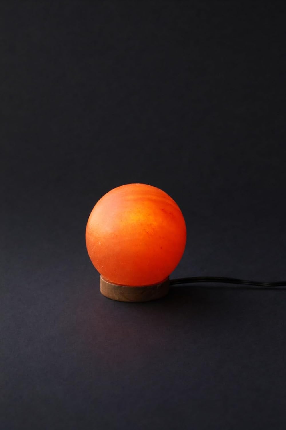 Pink Rock Salt LAMP Ball Planet 4.4lbs with Wooden Base; Bulb Included