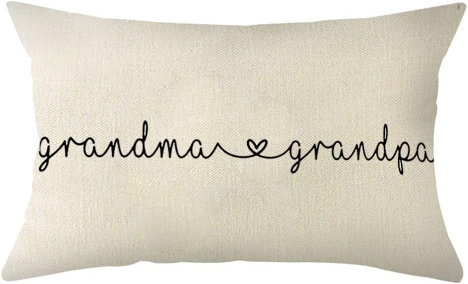 Ogiselestyle Grandma and Grandpa Gift Lumbar Pillow Cover, 12 x 20 Inch Farmhouse Nana Gift Cushion Case Decoration for Sofa Couch
