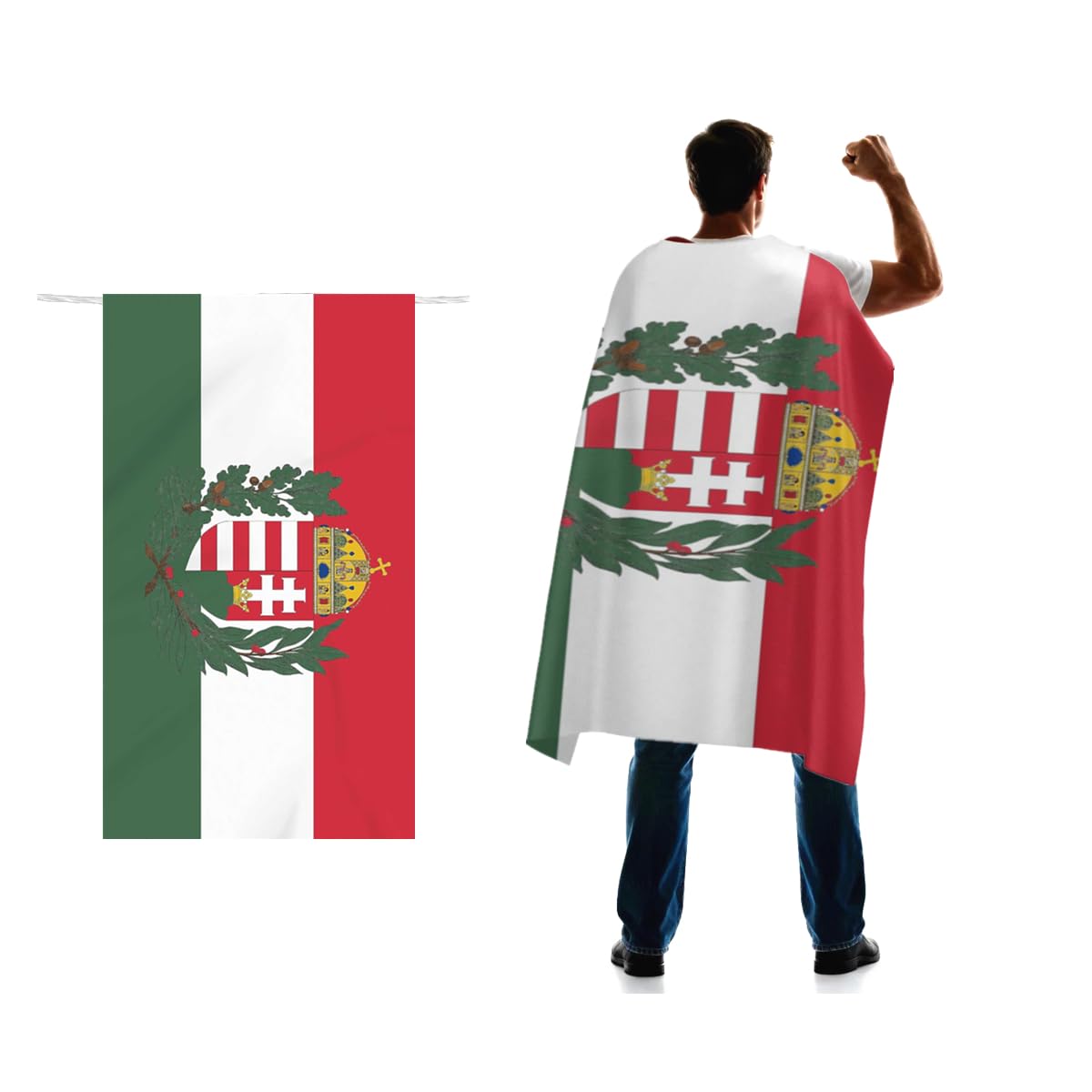 Hungary Coat of Arms Flag Cape 3x5 FT for Independence Day Holiday Costumes Celebrati,150D Premium Polyester,Hungarian Patriotic Flags Costume Cloak.