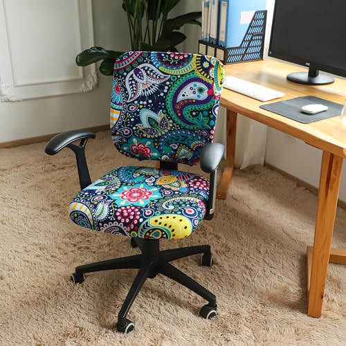 Image of FORCHEER Desk Chair Cover, Stretch Office Chair Covers Two Piece for Split Office Chair Stretchable