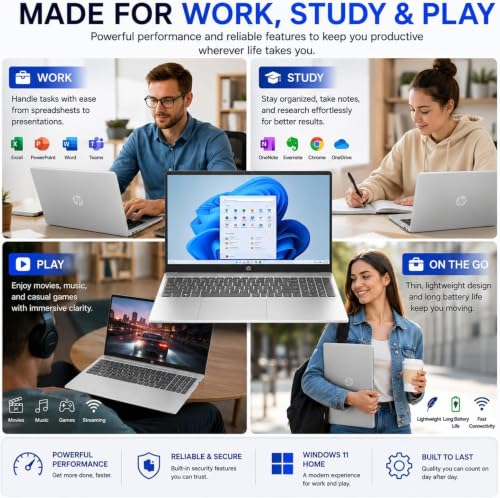 Image of HP 15.6 inch FHD Touchscreen Laptop • AMD Ryzen 7 Processor • 16GB RAM • 512GB SSD • Copilot AI • Windows 11 • Wi-Fi 6 • Microsoft 365 • Lightweight Laptop for Students, Home & Everyday Use