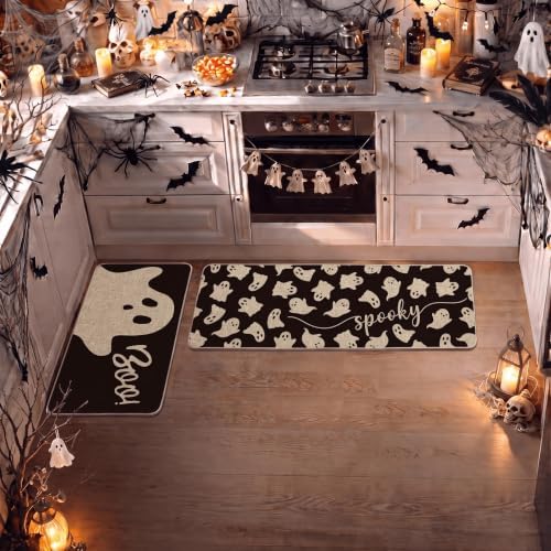 Artoid Mode Ghosts Boo Halloween Kitchen Mats Set of 2-17x29+17x4...