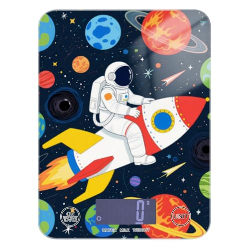 Bella White Astronaut Planet Perdita di Peso Bilancia Cibo Mini 12 Lbs, 5kg/5g Facile Pulire grammo Bilancia da Cucina con 4 Unità per Arrostire Cottura Cuocere Báscula para cocina