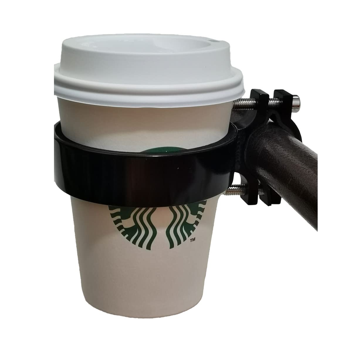 Ecity Bicycle Handlebar Coffee Cup Holder Aluminum Cup Bottle Handlebar Holder Cruiser Bike Mountain Road Bicycle Bike Water Bottle Coffee Cup Holder (Black)