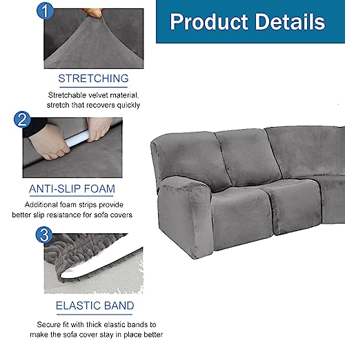 Funda de sofá en forma L protector elástico para chaise longue lavable 4
