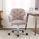 Modern Home Office Desk Chair, Adjustable Low Back Swivel Computer Task Chair Velvet Upholstered Acc