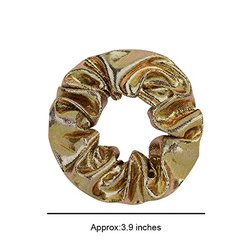 Set Of 12 Cheer Shiny Metallic Hair Scrunchies Glitter Ponytail Holder Hair Accessories For Cheerleading Teen Girls College Sports (Gold) #TOP1