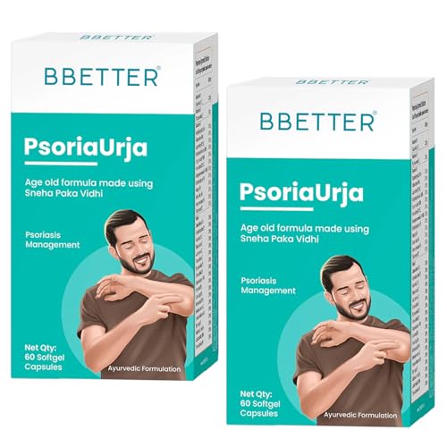 Image of BBETTER PsoriaUrja - Lab Tested Ayurvedic Medicine for Skin Health Management | Made using Sneha Paka Vidhi method | 120 softgels