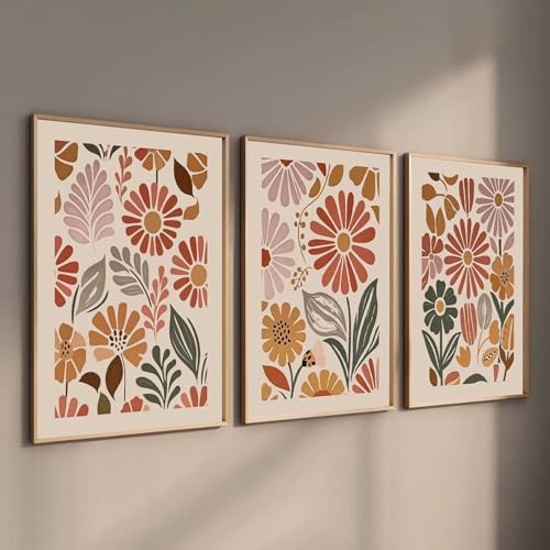 Image of HOTHOUSE Boho Painting Wall Art Home Decoration Paintings With Frame For Living Room Bed Room Hotel Wall Decor Digital Reprint Set of 3 (19X25 inch)