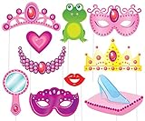 Princess-Themed Assorted Design Photo Booth Props - 7.6', 10 Count - Perfect for Magical and Fun Party Moments