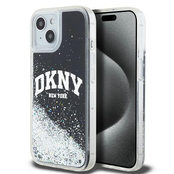 CG Mobile Coque pour iPhone 15 Plus/14 Plus 6,7" DKNY DKHCP15MLBNAEK Noir Coque Rigide Paillettes Liquides Grand Logo