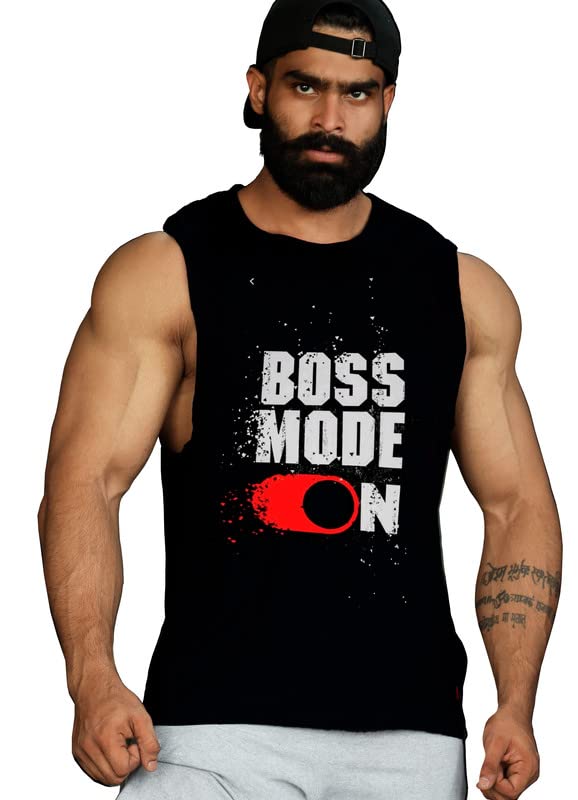 Image of JUARI BE A GENTLEMAN Sleeveless Gym Vest for Men Black