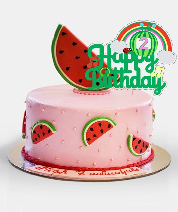 Miniatura 4 de Decoración para pastel de segundo cumpleaños de sandía para niños, decoración de fiesta de dos años, decoración de pastel de melón de bebé Coco para
