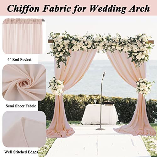 Champagne Backdrop Curtains Chiffon Sheer Voile Curtains 2 Panels 29X120 Inches Long Chiffon Curtains For Backdrop Wedding Decorations For Reception Sheer Drapes For Engagement Birthday Party Events #TOP3