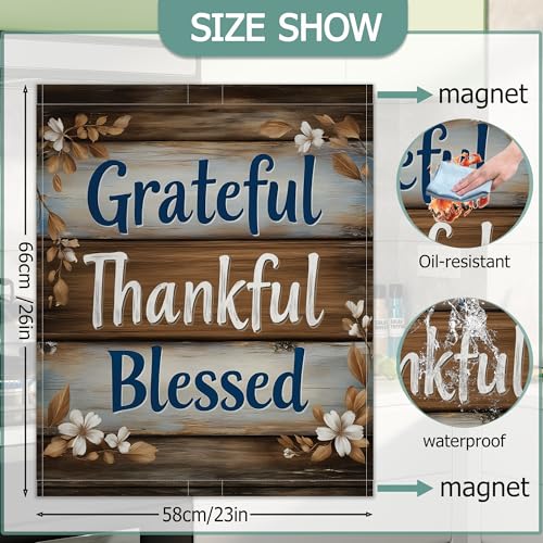 Image of Vintage Wood Board Dishwasher Magnets Decorative Cover,Farmhouse Waterproof Magnetic Dishwasher Cover Panel,Refrigerator Magnet Cover for Kitchen Home Decor 23x26 Inch