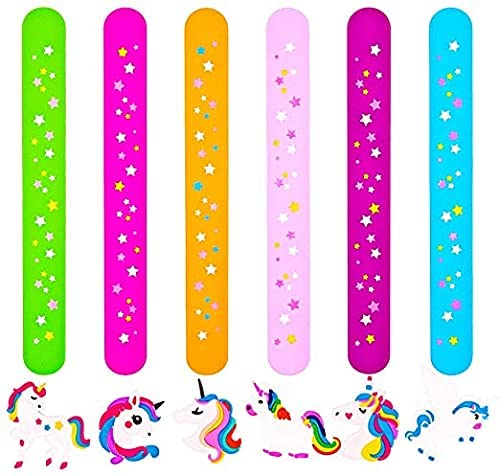 Image of TERA 13 Kids Unicorn Slap Bracelets Set Of 2 Pcs, Colorful Star Print Wrist Band For Girls, Cute Cartoon Unicorn Wristband Gift, Return Gift & party Favour For Kids, Girls Slap Band
